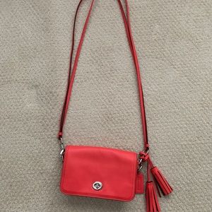 Coach Turnlock Dinky Leather Crossbody With Tassels